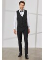 ALTINYILDIZ CLASSICS Men's Black Slim Fit Slim Fit V Neck Classic Vest