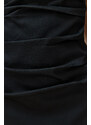 Trendyol Limited Edition Black Body-Fitting Asymmetrical Neck Detailed Woven Midi Dress