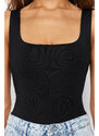 Trendyol Black Fitted/Sticky Back Detailed Square Neck Snaps Elastic Knitted Bodysuit