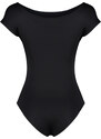 Trendyol Black Fitted/Body-Sitting Boat Neck Moon Sleeve Flexible Snap Fastener Knitted Body