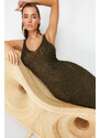Trendyol Khaki Fitted Maxi Knitted Tasseled Knitwear Look Beach Dress