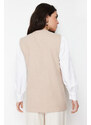 Trendyol Beige Goal Buttoned Stylish Tweed Woven Vest