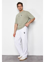 Trendyol White Oversize/Wide-Fit Embroidered Sweatpants