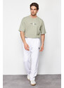 Trendyol White Oversize/Wide-Fit Embroidered Sweatpants