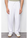 Trendyol White Oversize/Wide-Fit Embroidered Sweatpants