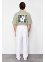 Trendyol White Oversize/Wide-Fit Embroidered Sweatpants