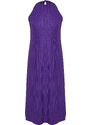Trendyol Purple Shift/Plain Zero Sleeve Midi Pleated Knitted Dress