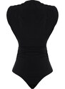 Trendyol Black Fitted Knitted Snap-On Bodysuit