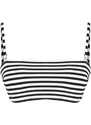 Trendyol Black-White Striped Strapless Textured Hipster Bikini Top