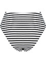 Trendyol Black and White Striped Textured High Waist High Leg Hipster Bikini Bottoms