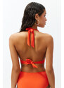 Trendyol Red Triangle Accessorized Bikini Top