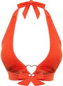 Trendyol Red Triangle Accessorized Bikini Top