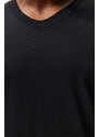 Trendyol Plus Size Black Slim/Narrow Cut V-Neck 100% Cotton Comfortable T-Shirt