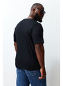 Trendyol Plus Size Black Slim/Narrow Cut V-Neck 100% Cotton Comfortable T-Shirt