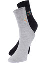 Trendyol Grey-Black 2-Pack Cotton Embroidered Knitted Socks