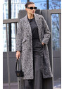 Bigdart Black Oversize Long Boucle Coat 9127