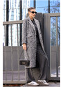 Bigdart Black Oversize Long Boucle Coat 9127