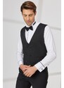 ALTINYILDIZ CLASSICS Men's Black Slim Fit Slim Fit V-neck Patterned Classic Waistcoat.