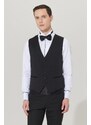 ALTINYILDIZ CLASSICS Men's Black Slim Fit Slim Fit V-neck Patterned Classic Waistcoat.