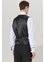 ALTINYILDIZ CLASSICS Men's Black Slim Fit Slim Fit V-neck Patterned Classic Waistcoat.