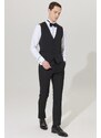 ALTINYILDIZ CLASSICS Men's Black Slim Fit Slim Fit V-neck Patterned Classic Waistcoat.