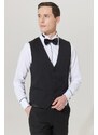 ALTINYILDIZ CLASSICS Men's Black Slim Fit Slim Fit V-neck Patterned Classic Waistcoat.