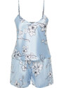 Trendyol Blue-Multicolor Floral Satin Woven Pajamas Set