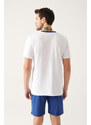 Avva Men's Indigo Buttoned Bomber Collar 100% Cotton Short Sleeved Shorts Pajama Set with Special Box