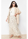 Trendyol Ecru Lined Animal Polka Dot Pleated Woven Skirt
