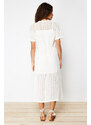 Trendyol Ecru Maxi Knitwear Lined Openwork/Pierced Dress