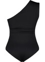 Trendyol Curve Black Asymmetrical Collar Bottom Snap Knitted Body