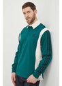 Bavlněné tričko s dlouhým rukávem adidas Originals zelená barva, IU0210
