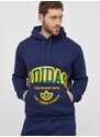 Mikina adidas Originals pánská, tmavomodrá barva, s kapucí, s potiskem, IS0235