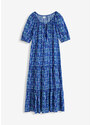 bonprix Potištěné dlouhé šaty, krátké velikosti Modrá