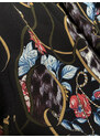 ELISA IMMAGINE Černé květované dámské plisované šaty s límečkem (Z-56)