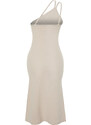 Trendyol Stone Unlined One-Shoulder A-Line/A-Line Form Midi Smart Crepe Strappy Knitted Dress