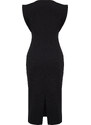 Trendyol Black Crew Neck Moon Sleeve Midi Knitted Dress