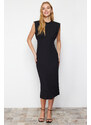 Trendyol Black Crew Neck Moon Sleeve Midi Knitted Dress