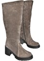 Fox Shoes Smoked Genuine Leather Suede Women's Thick Heeled Boots