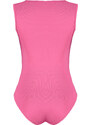 Trendyol Pink Fitted Square Neck Snap Snap Elastic Knitted Bodysuit