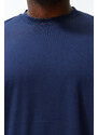 Trendyol Large Size Navy Oversize/Wide Cut 100% Cotton T-Shirt