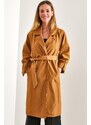 Bianco Lucci Women's Sleeve Fold Belted Trench Coat