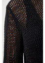 Happiness İstanbul Women's Black Openwork Transparent Long Knitwear Dress