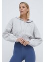 Bavlněná mikina adidas by Stella McCartney dámská, šedá barva, s kapucí, s potiskem, IT8268