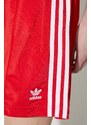 Kraťasy adidas Originals dámské, červená barva, s aplikací, high waist, IP2957
