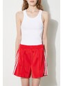 Kraťasy adidas Originals dámské, červená barva, s aplikací, high waist, IP2957