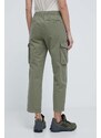 Bavlněné kalhoty Napapijri M-Faber zelená barva, jednoduché, high waist, NP0A4HOBGAE1