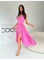 Sqvele Vázací šaty VIVIEN MIDI růžové shine - LIMITED EDITION