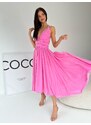 Sqvele Vázací šaty VIVIEN MIDI růžové shine - LIMITED EDITION