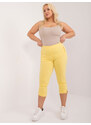 Fashionhunters Světle žluté vypasované kalhoty velikosti 3/4 plus